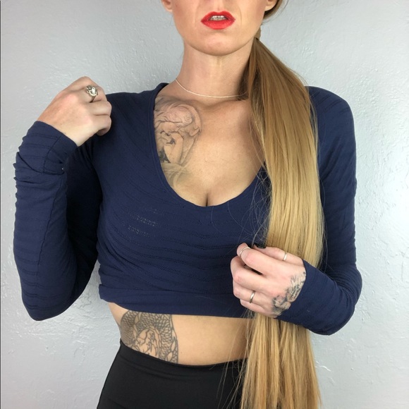 FREE PEOPLE Navy NWT Long Sleeve Shirt Large - Picture 7 of 12